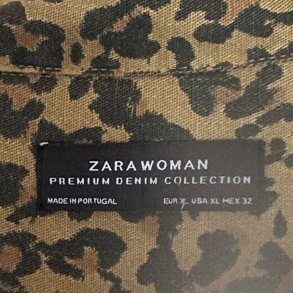 ZARA Premium Denim Collection Leopard Print Brown Shirt XL Button Down Lyocell - Picture 4 of 11